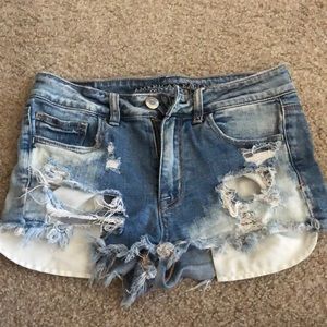 Ripped jean shorts